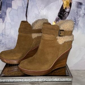 UGG Australia Anais Chestnut Suede Wedge Ankle Boots